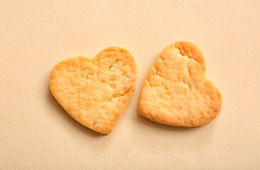 Delicious heart shaped cookies on color background. Valentines Day celebration