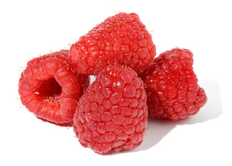 Ripe red raspberry on a white isolated background