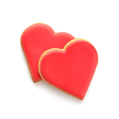 Heart shaped cookies on white background. Valentines Day celebration