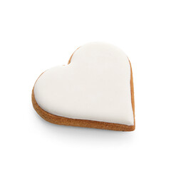 Heart shaped cookie on white background. Valentines Day celebration