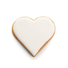 Heart shaped cookie on white background. Valentines Day celebration