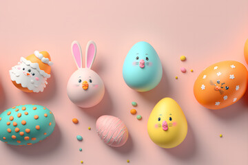 Happy Easter background, minimalistic background for Easter, Generative, Generative AI, Artificial Intelligence