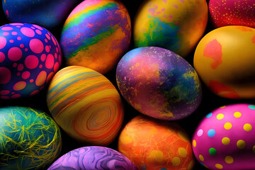 Fototapeta na wymiar Easter eggs, colourful eggs decorated for easter, Generative AI, Generative, Artificial Intelligence 