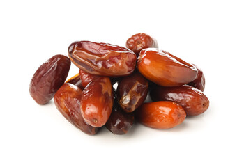 Dried dates for Ramadan on white background