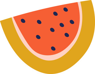 Hand drawn abstract watermelon fruit flat icon