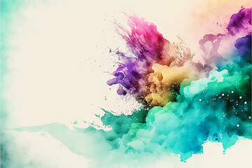 Abstract colorful watercolor for background. Color splashing. AI generative illustration