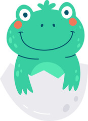 Cute frog hatched from egg flat icon