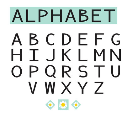 A simple modern alphabet font made from capital letters. Posters, advertising, medicine, technology or science creative typographic font.