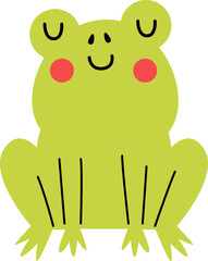 Cute green frog flat icon
