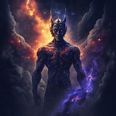 Devil and space background, 3d rendering. Computer digital drawing.