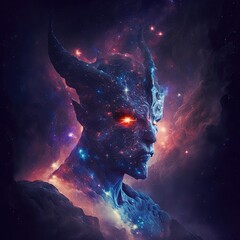 Devil and space background, 3d rendering. Computer digital drawing.