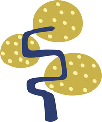 Colorful hand drawn blooming tree flat icon