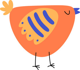 Cute hand drawn abstract bird with colorful ornament flat icon