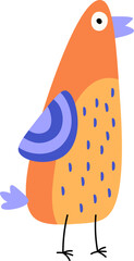 Cute hand drawn abstract bird with colorful ornament flat icon