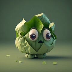 Fototapeta premium Cute Cartoon Cabbage Character