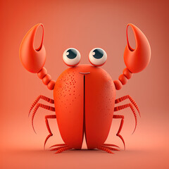 Cute Cartoon Lobster Character (Generative AI)