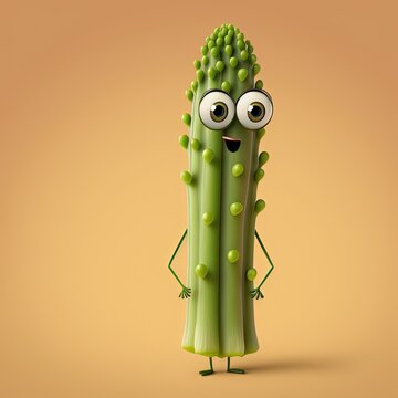 Cute Cartoon Asparagus Character