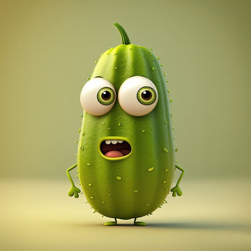 Cute Cartoon Pickle Character