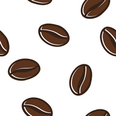 Coffee beans seamless pattern with retro-style misprint effect, Sketch Arabica vector repeat for fabric, wrapping paper