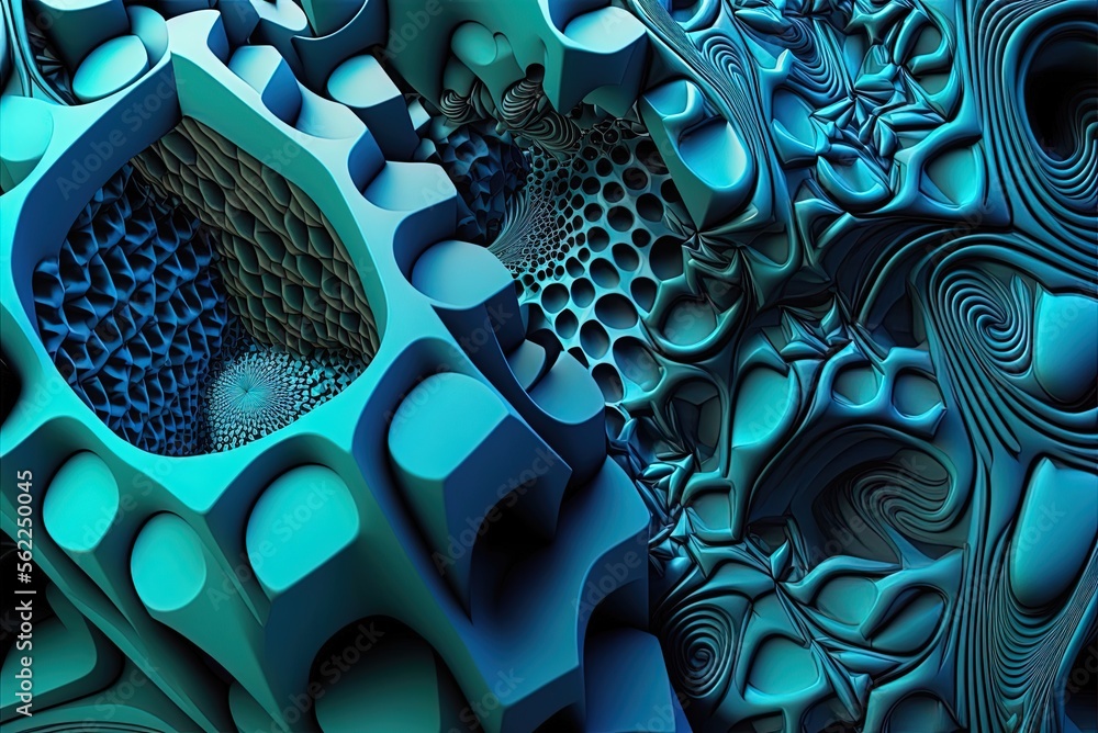 Poster abstract pattern in blue and turquoise. generative ai