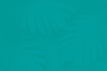 Teal tropical leaves background