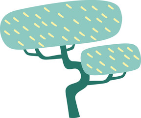 Colorful hand drawn blooming tree flat icon
