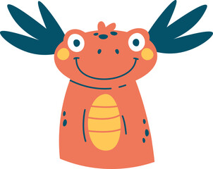 Cute childish lizard flat icon Exotic reptile