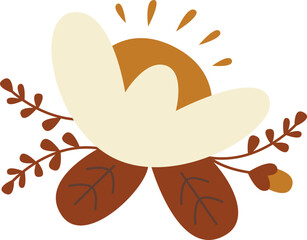 Cute cartoon hand drawn flowers flat icon