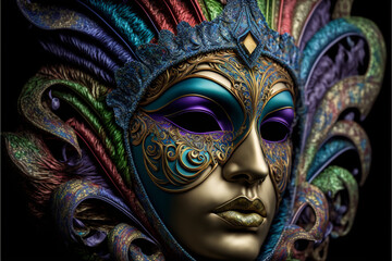 Realistic Venetian carnival mask, generative AI - obrazy, fototapety, plakaty