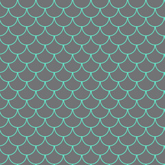 Mermaid tail on gray background. Square backdrop with mermaid tail ornament. Green Fish scale texture and invitation. Underwater and sea pattern.  © Tanita
