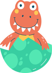 Cute dinosaur hatched from egg flat icon
