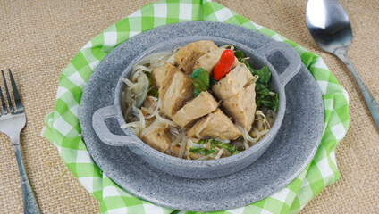 Bakso or Meatball in wok pan. Popular Indonesian street food