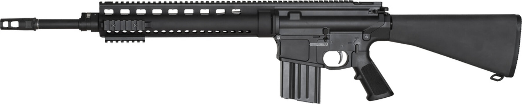 Thirty caliber assault rifle with magazine inserted
