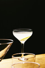 Daiquiri cocktail boozy refreshing drink on black background