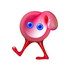 Pink or red cartoon condom without packaging, goes realistic, isolated png