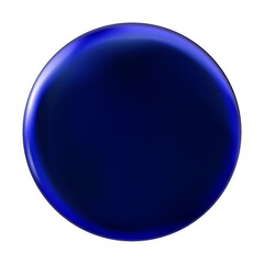 Realistic round blue plate isolated. dark circle frame. Metal painted or plastic mockup. png