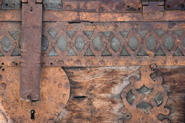 Ancient Pattern surface background made on antique Ottoman, Byzantine period doors. Rusty ancient wallpaper pattern.