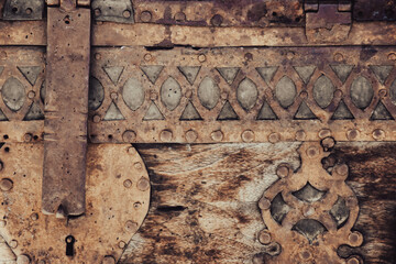 Ancient Pattern surface background made on antique Ottoman, Byzantine period doors. Rusty ancient wallpaper pattern.