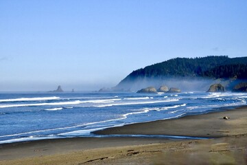 waves and mist on the Oregon coast