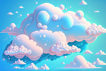 Azure sky or sky blue beautiful white clouds. It is everything lies above surface Earth atmosphere and outer space. Cloud is aerosol comprising visible mass of liquid droplets frozen crystals in air