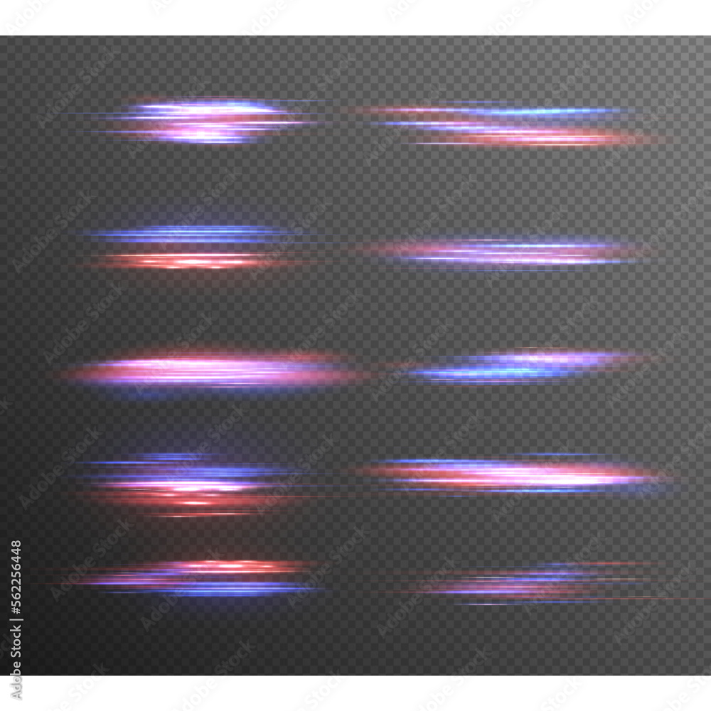 Aufkleber magic moving fast speed police lines. red, blue glowing neon lights line. particle motion light effe