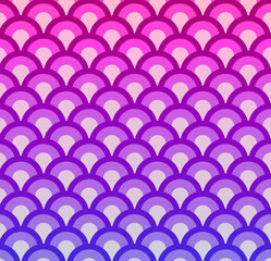 Rainbow overlapping repeating circles background. Japanese style circles pattern. Endless repeated texture. Modern spiral geometric  tiles.	