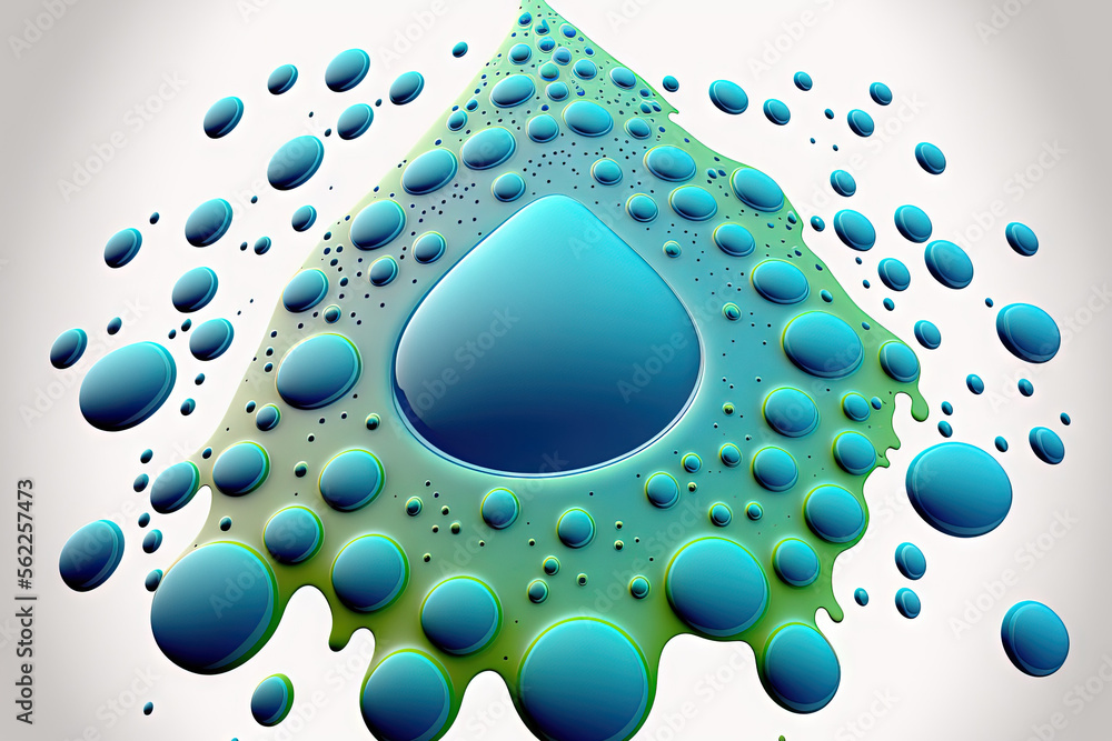 Poster water droplets in an abstract form on a white background. generative ai