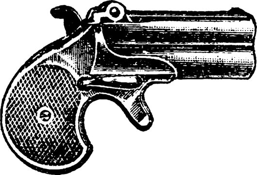 41-Caliber Short Double Derringer Pistol, Vintage Engraving