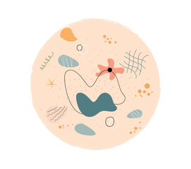 Figure abstract doodle. Painting and decoration for houses and apartments. Organic patterns, figures and stains, liquid. Poster, cover or banner for website. Cartoon flat vector illustration