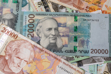 Armenian currency. Armenian money.
Banknotes of the Republic of Armenia.