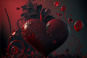 Valentines Day Hearts gothic romance inspired cinematic holiday with room for copy / print space love star crossed dark with deep passionate red