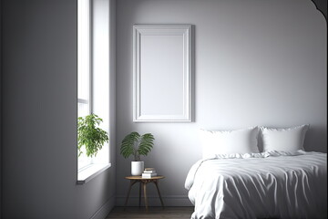 blank frame , Interior, bedroom, Made by AI,Artificial intelligence