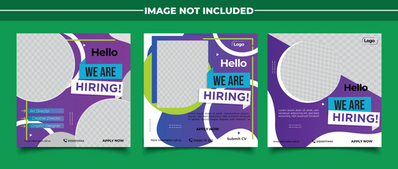 We are hiring job vacancy square banner or social media post template	