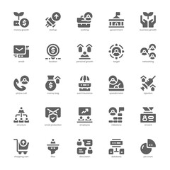 Business Growth icon pack for your website, mobile, presentation, and logo design. Business Growth icon glyph design. Vector graphics illustration and editable stroke.